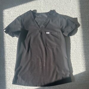 Figs Black Scrub Top